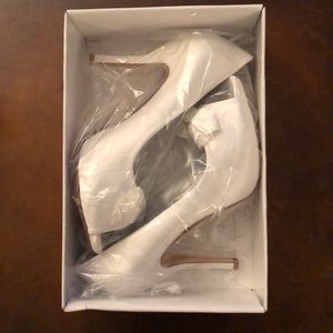 White Satin Stillettos Peep Toe Size 10 B